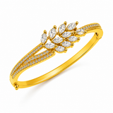 Regal Marquise Crystal Leaf Open Bracelet for Women