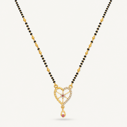 Elegant Black Bead Mangalsutra with Heart Pendant