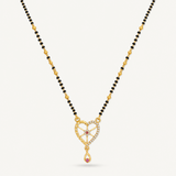 Elegant Black Bead Mangalsutra with Heart Pendant