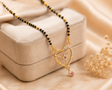 Elegant Black Bead Mangalsutra with Heart Pendant