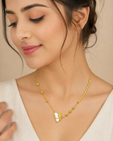 Elegant Gold Butterfly & Bead Chain Necklace