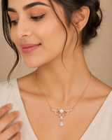 Elegant Pearl Crown Pendant Necklace in Rose Gold