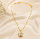 Dainty Floral Cubic Zirconia Pendant Necklace for Women