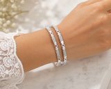 925 Silver Geometric Ruby & Cubic Zirconia Bangles