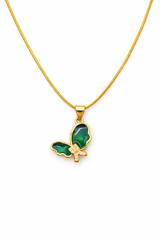 NXGOLD Green Stone Butterfly Pendant For Women