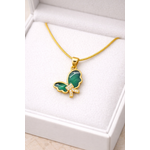 NXGOLD Green Stone Butterfly Pendant For Women