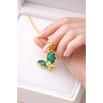 NXGOLD Green Stone Butterfly Pendant For Women