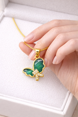 NXGOLD Green Stone Butterfly Pendant For Women
