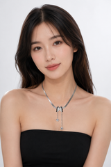 Elegant Silver Butterfly Tassel Pendant Necklace