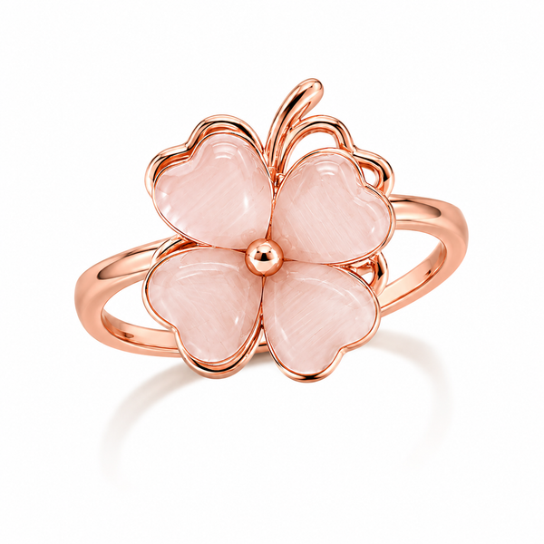 Rose Gold Clover Flower Ring for Women