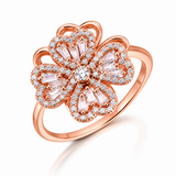 Rose Gold Blossom Crystal Ring for Women