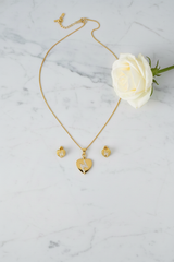 NXGOLD Heart CZ Pendant Necklace Set