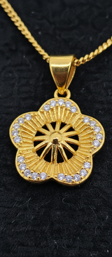 NXGOLD Floral CZ Pendant Necklace Set