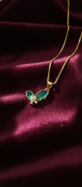 NXGOLD Green Stone Butterfly Pendant For Women