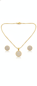 NXGOLD Round Stone Pendant Necklace Set for Women