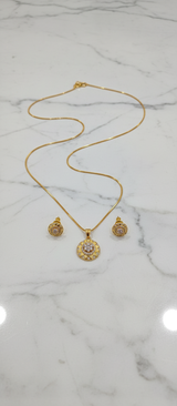 NXGOLD Floral CZ Pendant Necklace Set