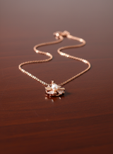 Elegant Rose Gold Pearl Spinner Pendant Necklace