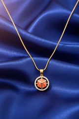 NXGOLD Red Stone Cube Pendant Necklace
