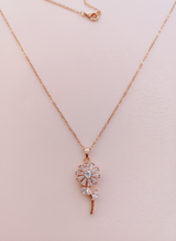 Elegant Rose Gold Rotating Floral Crystal Pendant Necklace