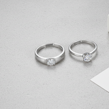 His & Hers Stainless Steel Solitaire Couple Ring Set