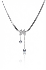 Elegant Silver Butterfly Tassel Pendant Necklace