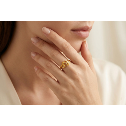NXGOLD Floral Filigree Charm Ring