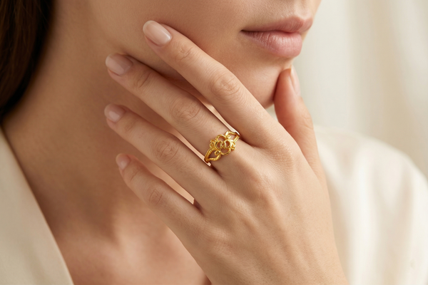 NXGOLD Floral Filigree Charm Ring