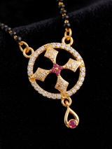 Traditional Black Bead Mangalsutra with Circular Designer Pendant