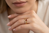 NXGOLD Premium Ring with CZ Stone & Dual Layer Band Style