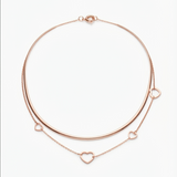 Elegant Rose Gold Double Layer Heart Charm Pendant Necklace