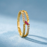 NXGOLD Elegant Women’s Ring with CZ Stone & Dual Band Design