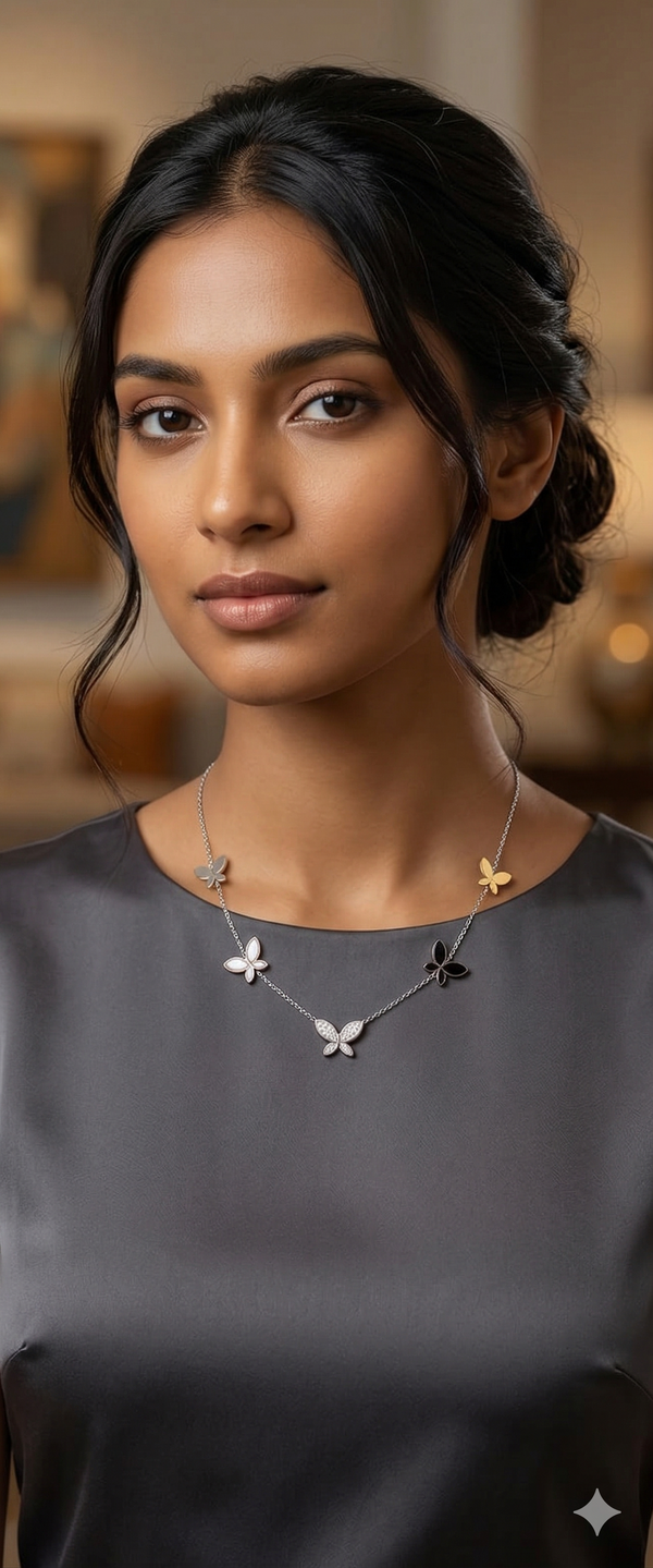 Elegant Silver Butterfly Charm Necklace