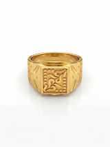 NXGOLD Royal Engraved Square Signet Gold Ring for Men