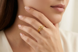 NXGOLD Geometric Triple Band Gold Ring