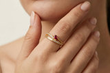 NXGOLD Premium Ring with CZ Stone & Dual Layer Band Style