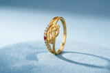 NXGOLD Heart Design Gold Ring with CZ Stones & Elegant Dual Band Style