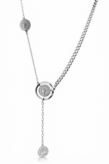 Elegant Silver Coin Charm Layered Pendant Necklace