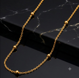 Women's Elegant Gold Bead Link Chain Necklace