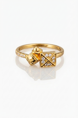 NXGOLD Royal Geometric Diamond Accent Gold Ring for Women