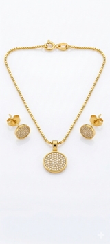 NXGOLD Round Stone Pendant Necklace Set for Women