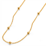 Women's Elegant Gold Bead Link Chain Necklace