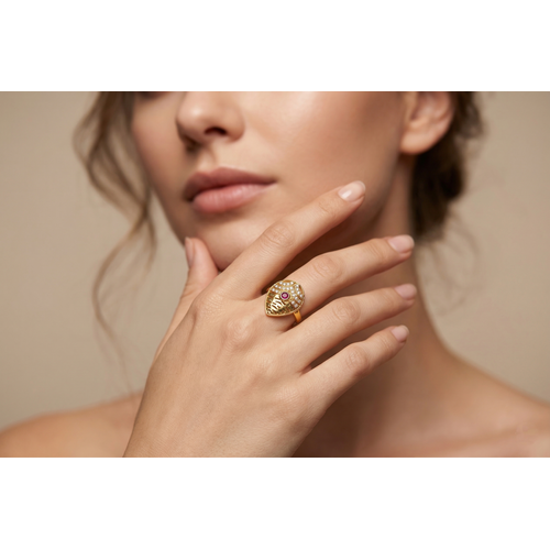 NXGOLD Royal Ruby Leaf Designer Ring