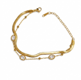 NXGOLD Premium Double Layer Oval Stone Bracelet