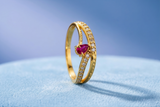 NXGOLD Premium Ring with CZ Stone & Dual Layer Band Style