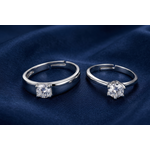 His & Hers Stainless Steel Solitaire Couple Ring Set