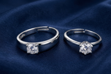 His & Hers Stainless Steel Solitaire Couple Ring Set