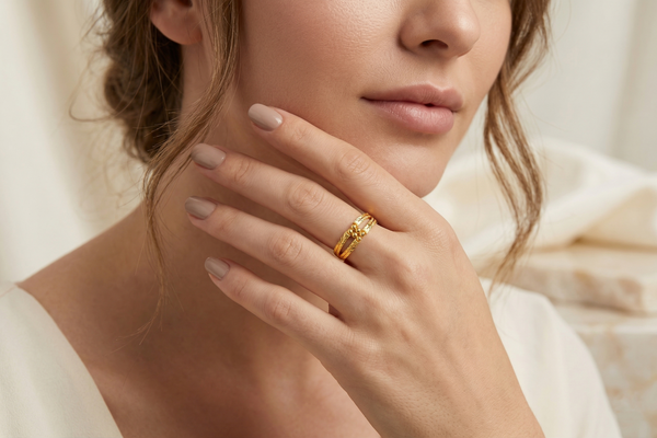 NXGOLD Dual Line Textured Gold Kada Bracelet