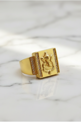 NXGOLD Golden Ganesha Ring For Men