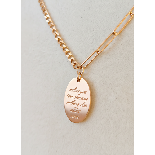 Elegant Rose Gold Engraved Oval Pendant Necklace for Women