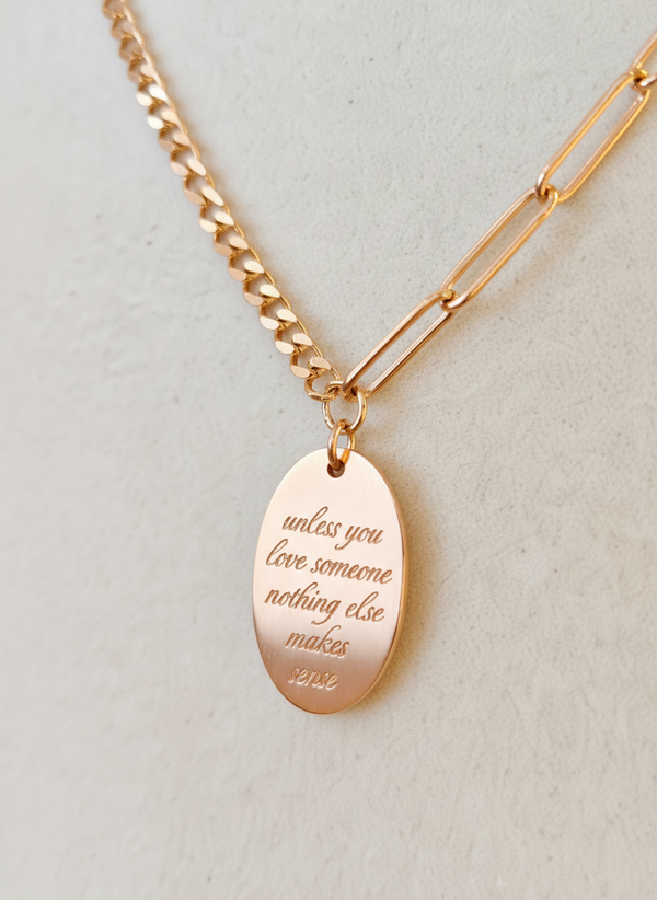 Elegant Rose Gold Engraved Oval Pendant Necklace for Women